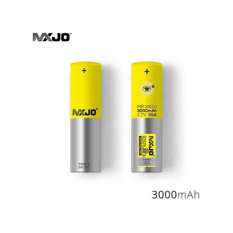 Accu MXJO IMR 18650 3000mah 35A Jaune (boite de 4) - MXJO 3000mah 35A