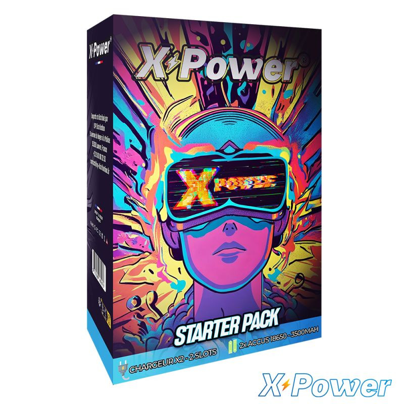Starter Pack - Chargeur X2 Accus 18650 - X Power - Black
