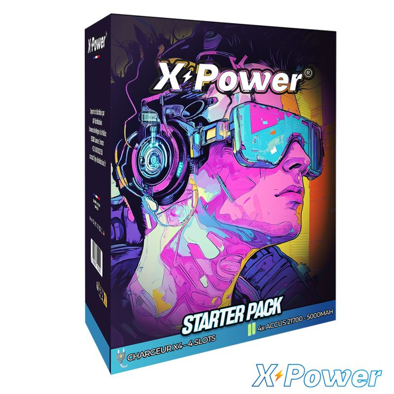 Starter Pack - Chargeur X4 Accus 21700 - X Power - Black