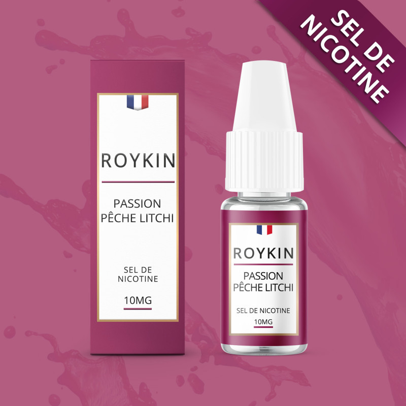 E-liquide Passion Pêche Litchi 10ml Nic Salt - Roykin - 10mg