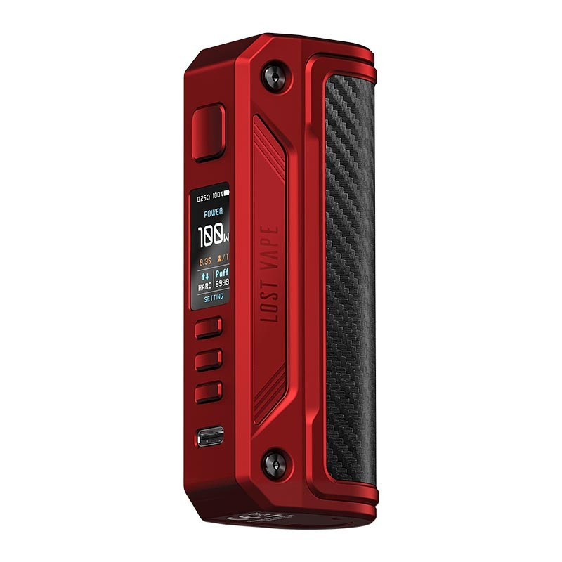 Box Thelema Solo 100W - Lost Vape - Matte Red / Carbon Fiber