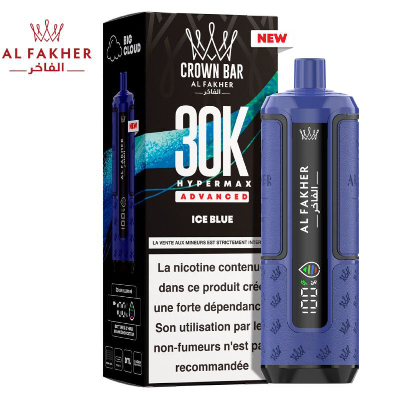 Puff Crown Bar 30K 2x10ml Hypermax Advanced - Al Fakher - Ice Blue