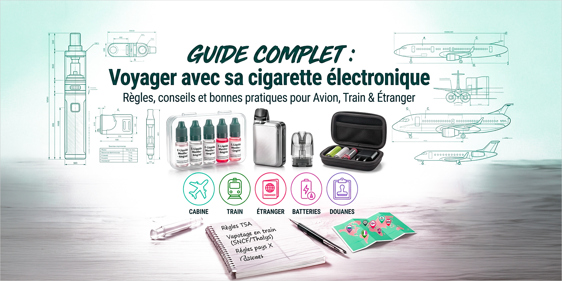 Voyager avec sa cigarette électronique : avion, train, à l'étranger
